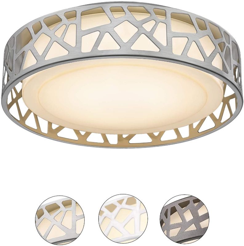 Photo 1 of Ceiling Light Fixtures, VICNIE 14 inch 20W 1400 Lumens LED Flush Mount, Dimmable 3000K Warm White, Brush Nickel Finished, ETL Listed for Kitchen, Hallway, Bedroom, Stairways