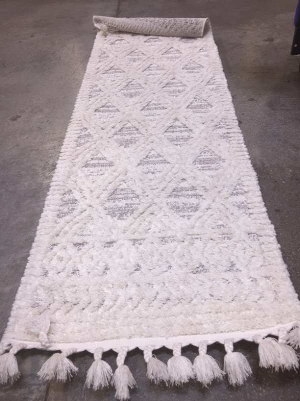 Photo 1 of nuLOOM Ansley Soft Lattice Textured Tassel Runner Rug, 2' x 6', Beige