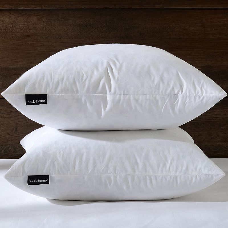 Photo 1 of 16X26 Oblong Feather & Down Pillow Insert, 100% Cotton Fabric, Set of 2, White