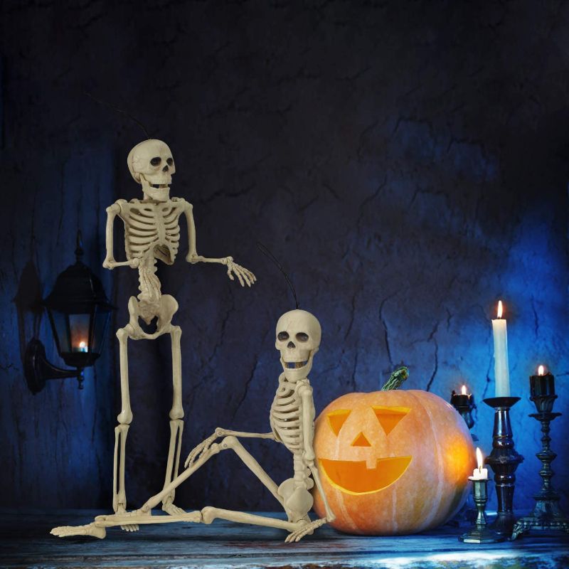 Photo 1 of Halloween Hanging Skeleton Ghosts Full Body with Movable Posable Joints Scary Props for Front Yard Patio Lawn Garden Party Décor and Holiday Decorations (2, White)