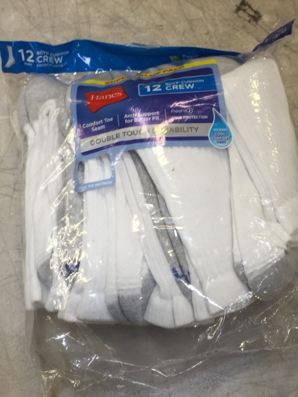 Photo 1 of Hanes Boys' 12pk Cushioned Crew Socks Size 3-9 