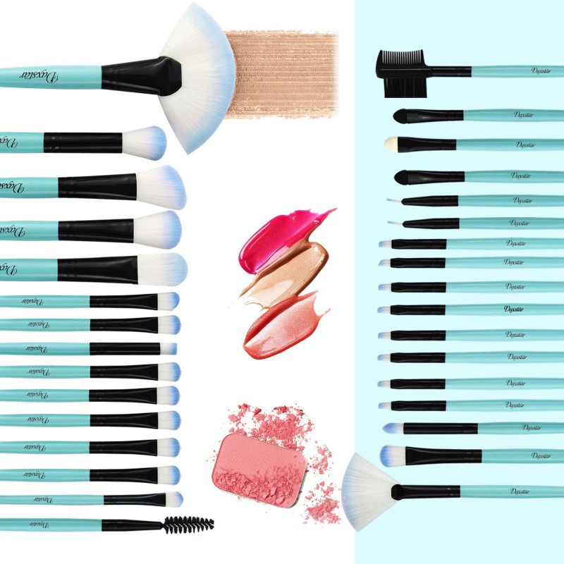 Photo 1 of Blue Makeup Brushes, 32Pcs Essential Eyeshadow Eyeliner Face Powder Cream Liquid Cosmetic Brushes Kits Perfect gift with Cruelty-Free Synthetic Fiber Bristles 120 Count 