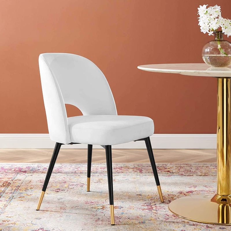 Photo 1 of Modway Rouse Performance Velvet Dining Side Chair in White