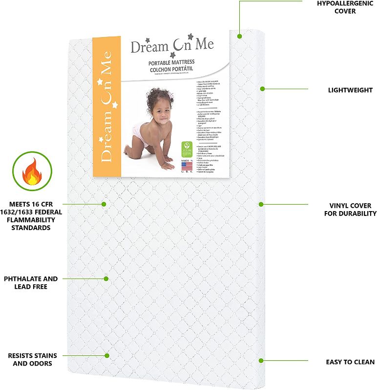 Photo 1 of Dream On Me, Holly 3” Fiber Portable Crib Mattress I Waterproof I Greenguard Gold Certified