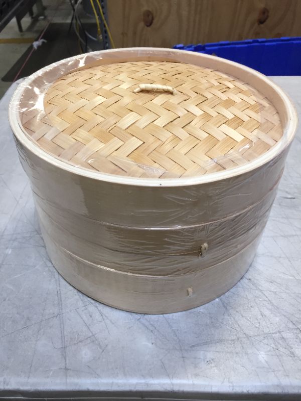 Photo 2 of Bamboo Steamer Basket For Cooking - 10 Inch