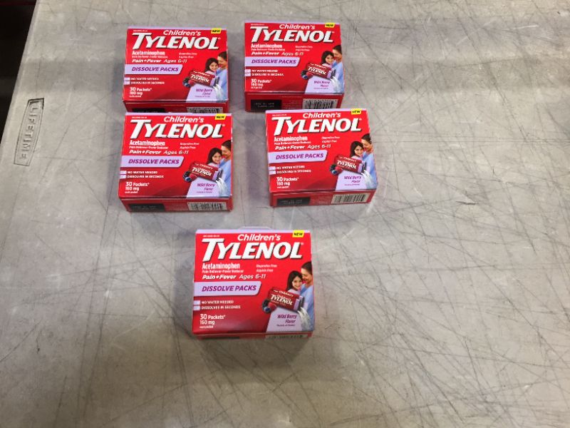 Photo 2 of Children's Tylenol Acetaminophen Dissolve Packets, Wild Berry, 30 ct-SET OF 5---EXPIRES DEC 2021---