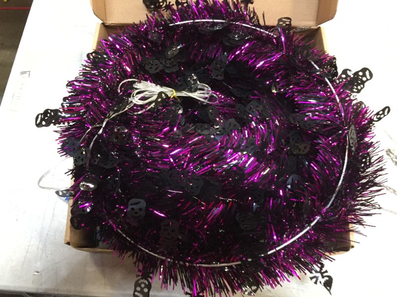 Photo 2 of  Halloween Tree with Lights Artificial Tinsel Twist (4.9FT, Purple)