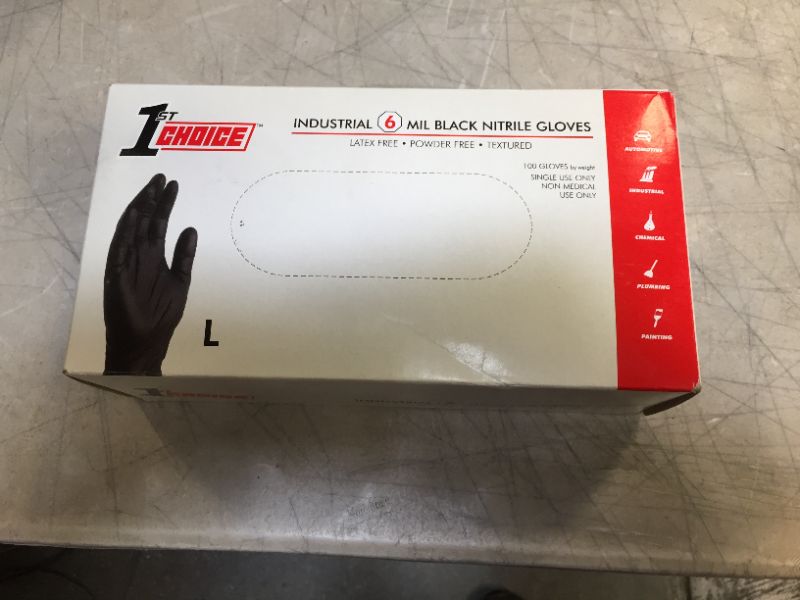 Photo 2 of 1st Choice Black Nitrile Industrial Disposable Gloves 6 Mil, Large 100