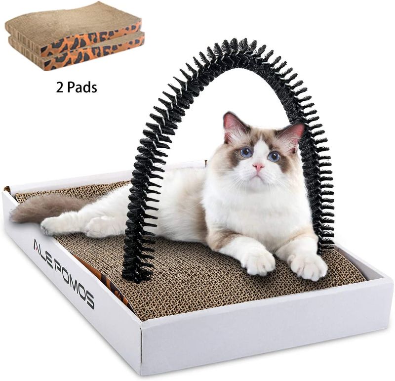 Photo 1 of 2PCS Cardboard Cat Scratcher with Scratch Box and Cat Self Groomer Massager Scratcher Toy Brush