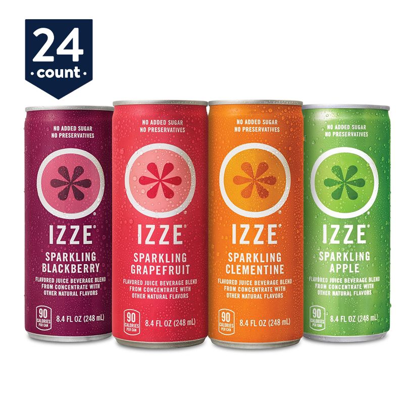 Photo 1 of (24 Cans) IZZE Sparkling Juice, 4 Flavor Variety Pack, 8.4 fl oz--BEST BY WAS SEP 2021---