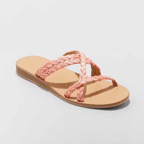 Photo 1 of Women's Opal Strappy Slide Sandals - Universal Thread Coral 9, Pink