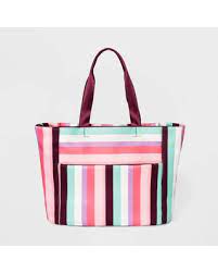 Photo 1 of Striped Zip Closure Tote Handbag - Shade & Shore , Multicolor/Striped