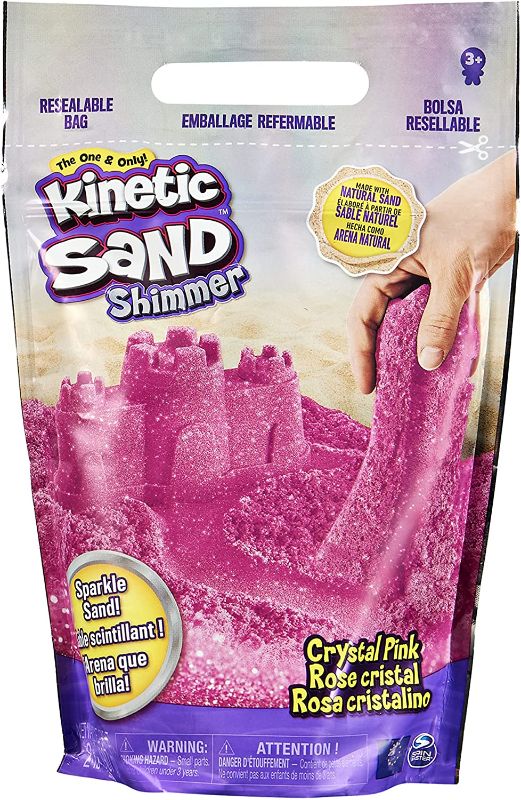 Photo 1 of Kinetic Sand, Crystal Pink 2lb Bag of All-Natural Shimmering Play Sand for Squishing, Mixing and Molding, Sensory Toys for Kids Ages 3 and up
