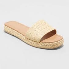 Photo 1 of Women's Mardi Raffia Platform Slide Sandals - Universal Thread Natural 9