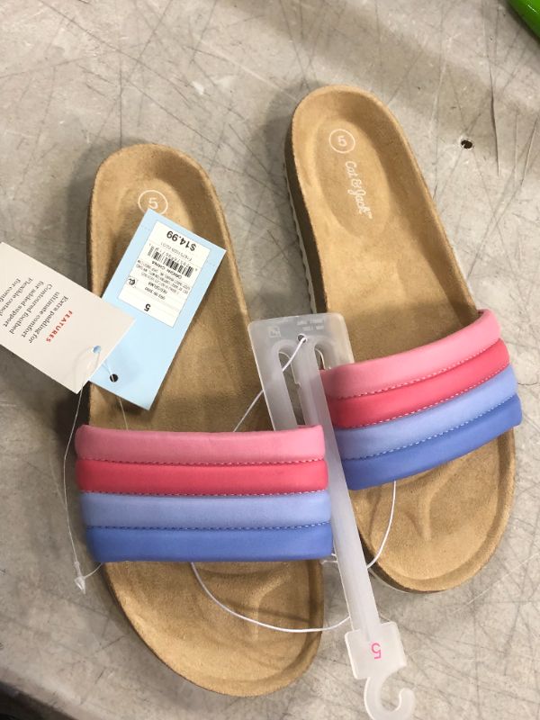 Photo 2 of Girls' Selma Slip-On Footbed Sandals - Cat & Jack Red/Blue 5