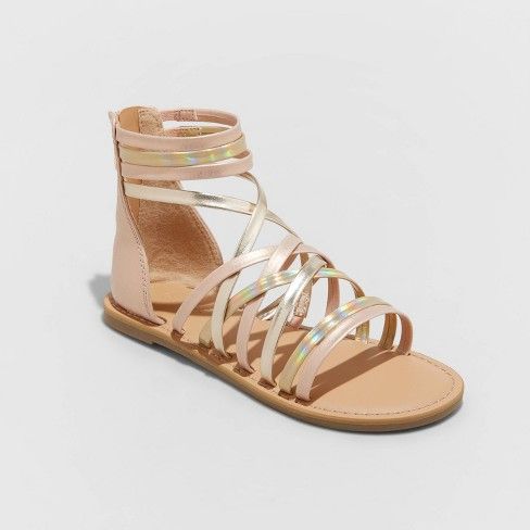 Photo 1 of Girls' Dion Gladiator Ankle Strap Sandals - Cat & Jack Gold 4