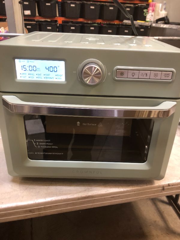 Photo 2 of CROWNFUL 19 Quart/18L Air Fryer Toaster Oven, Convection Roaster with Rotisserie & Dehydrator, 10-in-1 Countertop Oven, Original Recipe and 8 Accessories Included, UL Listed (Green)
