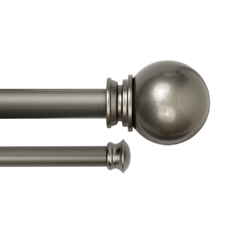 Photo 1 of 
Walmart
Lumino 1 Inch Pewter Ball Finial, Double Curtain Rod Set, 42-120" W