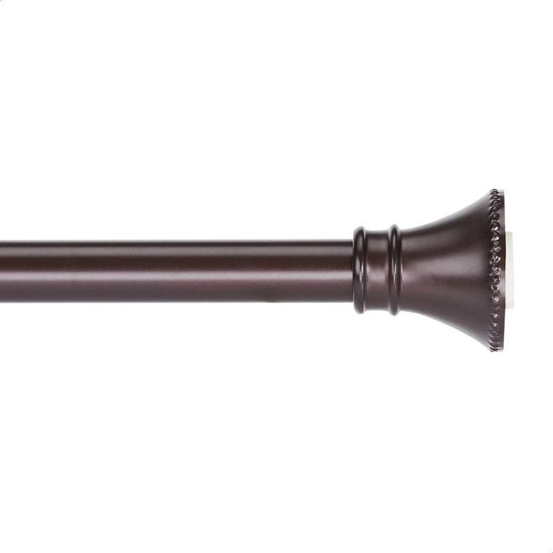 Photo 1 of  Tension Curtain Rod, Adjustable 36-62" Width - Bronze, Dots Finial
