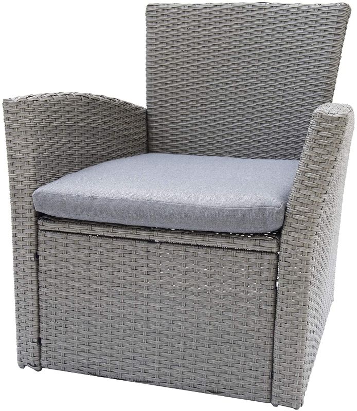 Photo 1 of C-Hopetree Outdoor Single Sofa Chair for Outside Patio or Garden, All Weather Wicker with Cushion, Gray