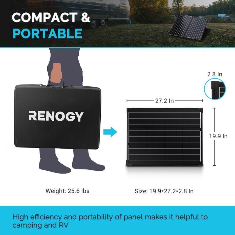 Photo 1 of 100 Watt 12 Volt Monocrystalline Foldable Solar Suitcase with Voyager

