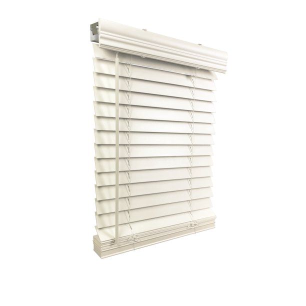 Photo 1 of 2" Cordless Faux Wood Blind 16.5" W x 60" H, Inside Mount
