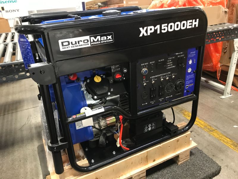 Photo 4 of DuroMax XP15000EH Dual Fuel Portable Generator-15000 Watt Gas or Propane Powered Electric Start-Home Back Up & RV Ready, 50 State Approved, Blue and Black
