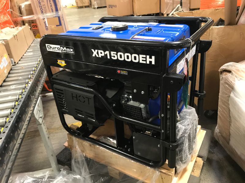 Photo 2 of DuroMax XP15000EH Dual Fuel Portable Generator-15000 Watt Gas or Propane Powered Electric Start-Home Back Up & RV Ready, 50 State Approved, Blue and Black
