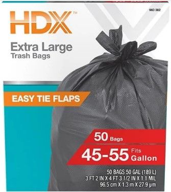 Photo 1 of 2pack HDX 50 Gal. Wave Cut Extra Large Trash Bags (100-Count)
