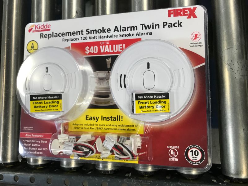 Photo 2 of Firex Hardwired Smoke Detector with Adapters, 9-Volt Battery Backup, and Front Load Battery Door (2-Pack)

