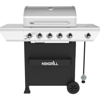 Photo 1 of Nexgrill 5-Burner Propane Gas Grill in Stainless Steel with Side Burner and Condiment Rack
