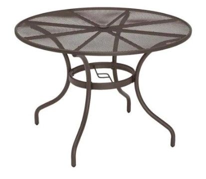 Photo 1 of 42 in. Mix and Match Brown Mesh Metal Round Outdoor Patio Dining Table
