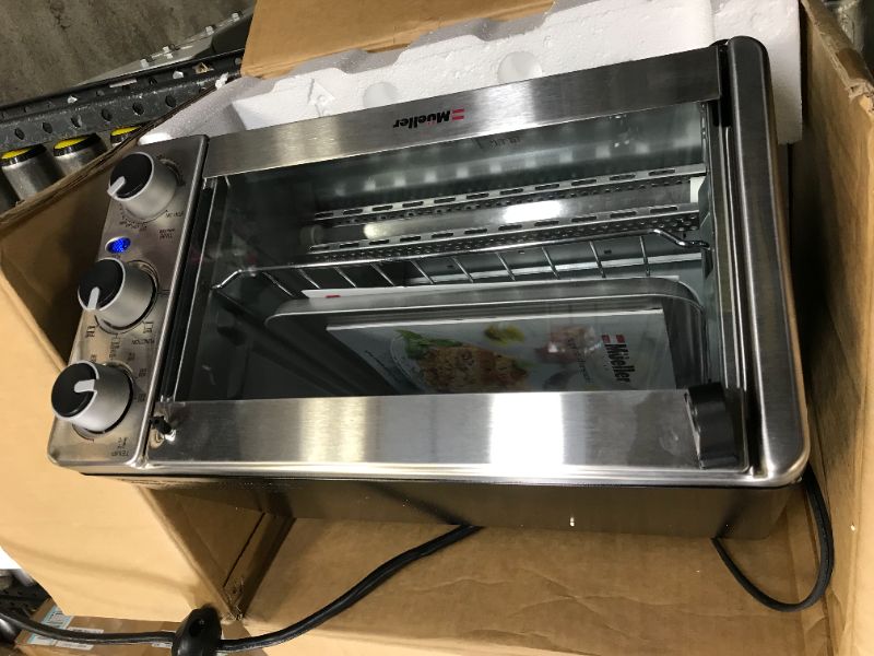 Photo 2 of Mueller AeroHeat Convection Toaster Oven, 8 Slice, Broil, Toast, Bake, Stainless Steel Finish, Timer, Auto-Off - Sound Alert, 3 Rack Position, Removable Crumb Tray, Accessories and Recipes
