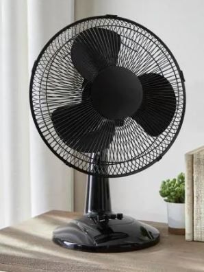 Photo 1 of 12 in. Black Portable Personal Table Fan
