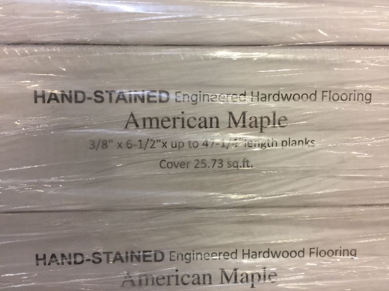 Photo 5 of pallet of 18 cases American Maple 3/8 in. T x 6-1/2 in. W x Varying Length Water Resistant Click Lock Hardwood Flooring (25.73 sq. ft. per case)
