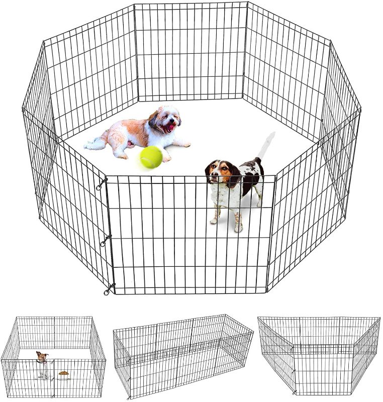 Photo 1 of Puppy Pet Playpen 8 Panel Indoor Outdoor Metal Portable Folding Animal Exercise Dog Fence