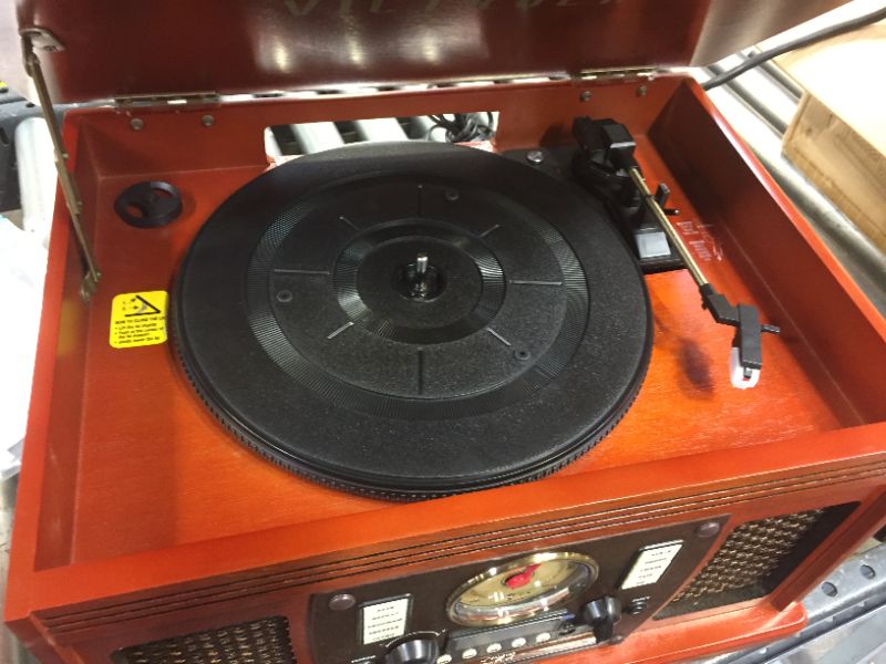 Photo 1 of Victrola 8-in-1 Bluetooth Record Player & Multimedia Center, Built-in Stereo Speakers - Turntable, Wireless Music Streaming | Mahogany 
(missing stylus)
