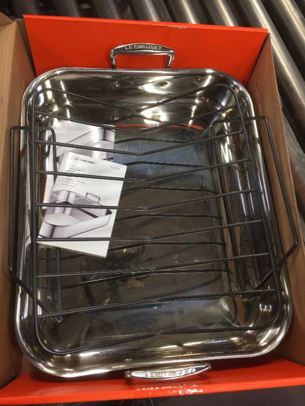 Photo 2 of Le Creuset Large Roasting Pan in Stainless Steel at Nordstrom	