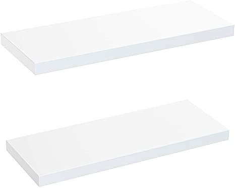 Photo 1 of AMADA HOMEFURNISHING Floating Shelves White, Wall Shelf Deep L24xW9 Set of 2 for Living Room, Bedroom, Bathroom, Kitchen Storage, AMFS06
