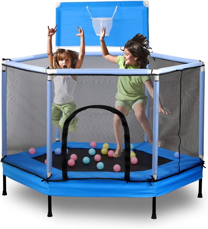 Photo 1 of KAMDHENU Trampoline for Kids, 65'' Fitness Rebounder Trampoline with Safety Enclosure Net 