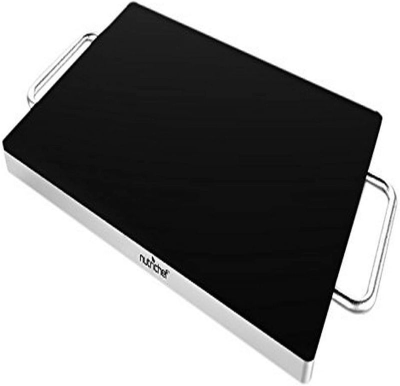 Photo 2 of NutriChef Stainless Warming Hot Plate - Keep Food Warm w/ Portable Electric Food Tray Dish Warmer w/ Black Glass Top, For Restaurant, Parties, Buffet Serving, Table or Countertop Use - AZPKWTR30
