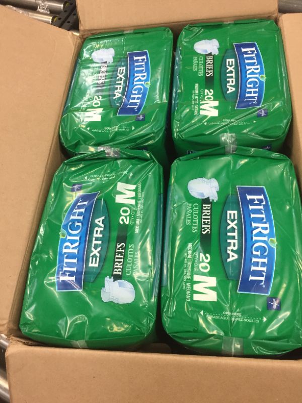 Photo 1 of case of 4 FitRight Extra Briefs Medium 20 in each case