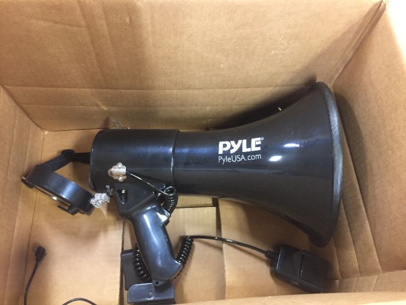 Photo 2 of Pyle Megaphone Speaker PA Bullhorn with Builtin Siren 50 Watts and Adjustable Volume Control Ideal for Football