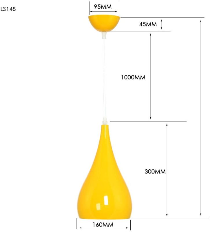 Photo 1 of 3 pcs Art Deco Pendant Light E26/27 Base Pendant Light Shade Lamp Fixture Modern Ceiling Hanging Light Dining Room Light Black Metal Pendant Lamp Shades (60W, Lemon Yellow)
