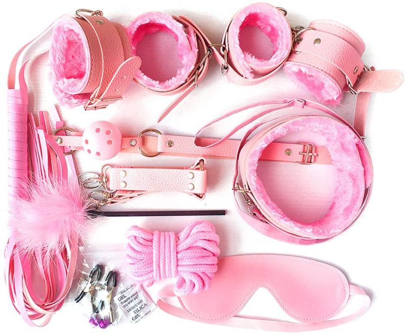 Photo 1 of 10Pcs Plush Bondage Under Bed Restraints Sex Restraints BDSM SM Restraining Straps Toys Adults Kit Pink