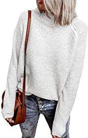 Photo 1 of BTFBM women casual long sleeve turtleneck sweaters oblique quarter zip solid color white XL