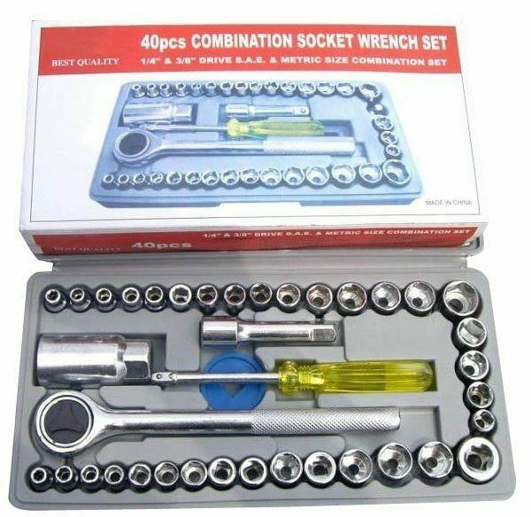 Photo 1 of AIWA 40PCS 1/4"& 3/8" drive S.A.E. & metric size combination socket wrench set
