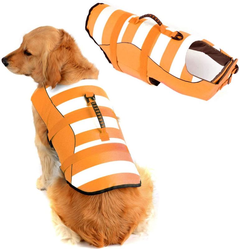 Photo 1 of Fragralley High Visibility Dog Life Jacket Safety Vests for Swimming Orange 