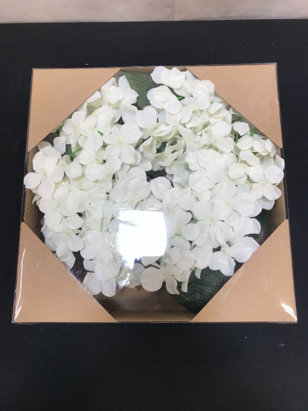 Photo 1 of 14 Inch White Simulation Hydrangea Wreath For Home Window Wall Garden Decor