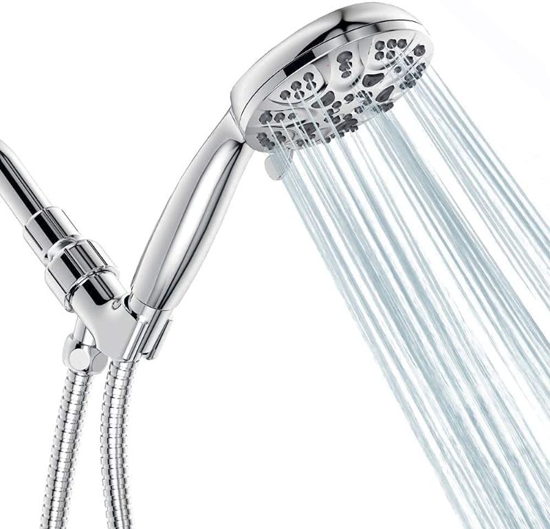 Photo 1 of 6 Functions Handheld Shower Head Set Hopopro High Pressure Shower Head High Flow Hand Held Showerhead Set with 59 Inch Hose Bracket Teflon Tape Rubber Washers
